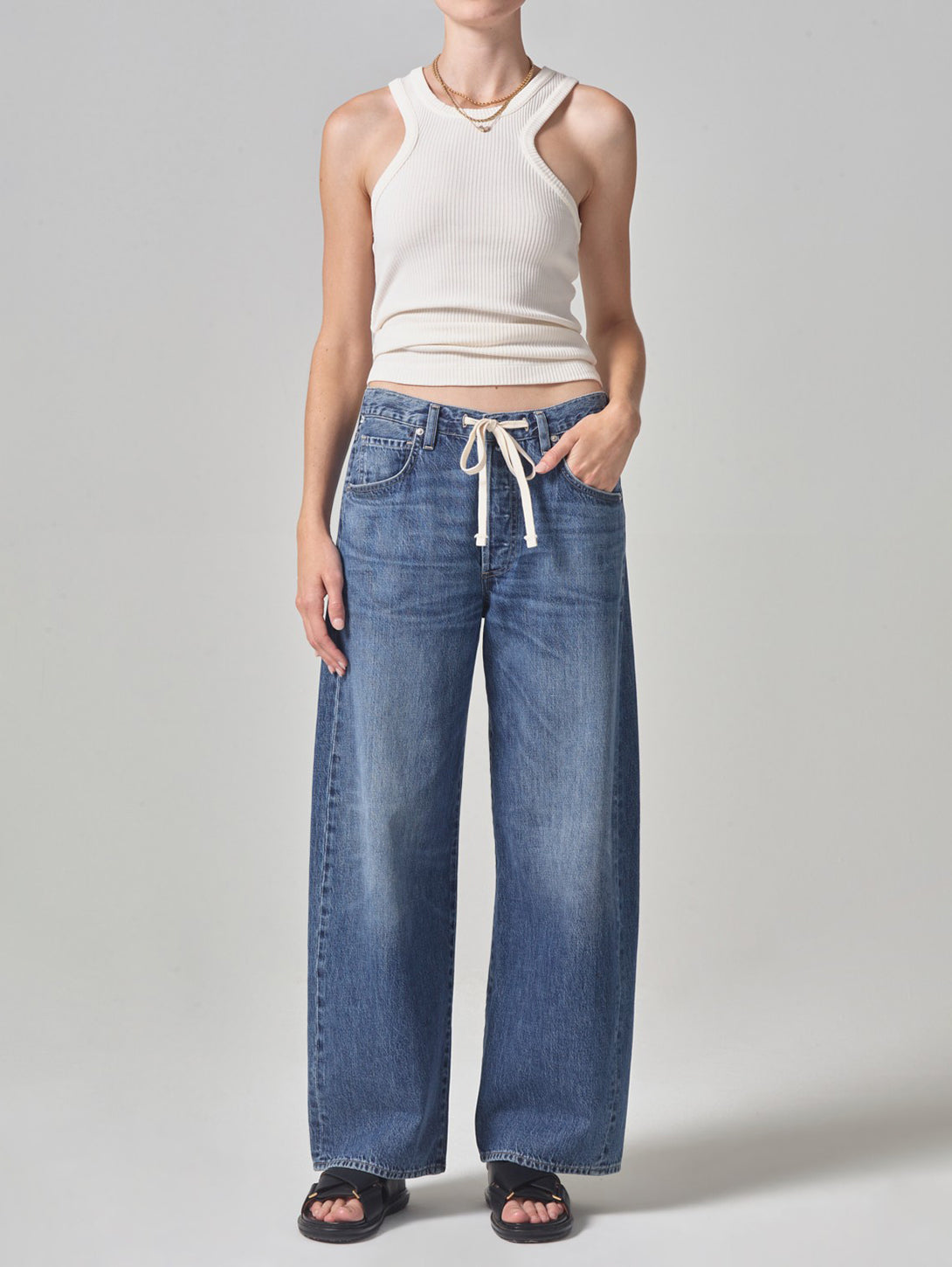 Brynn Drawstring Trouser Jean - Atlantis