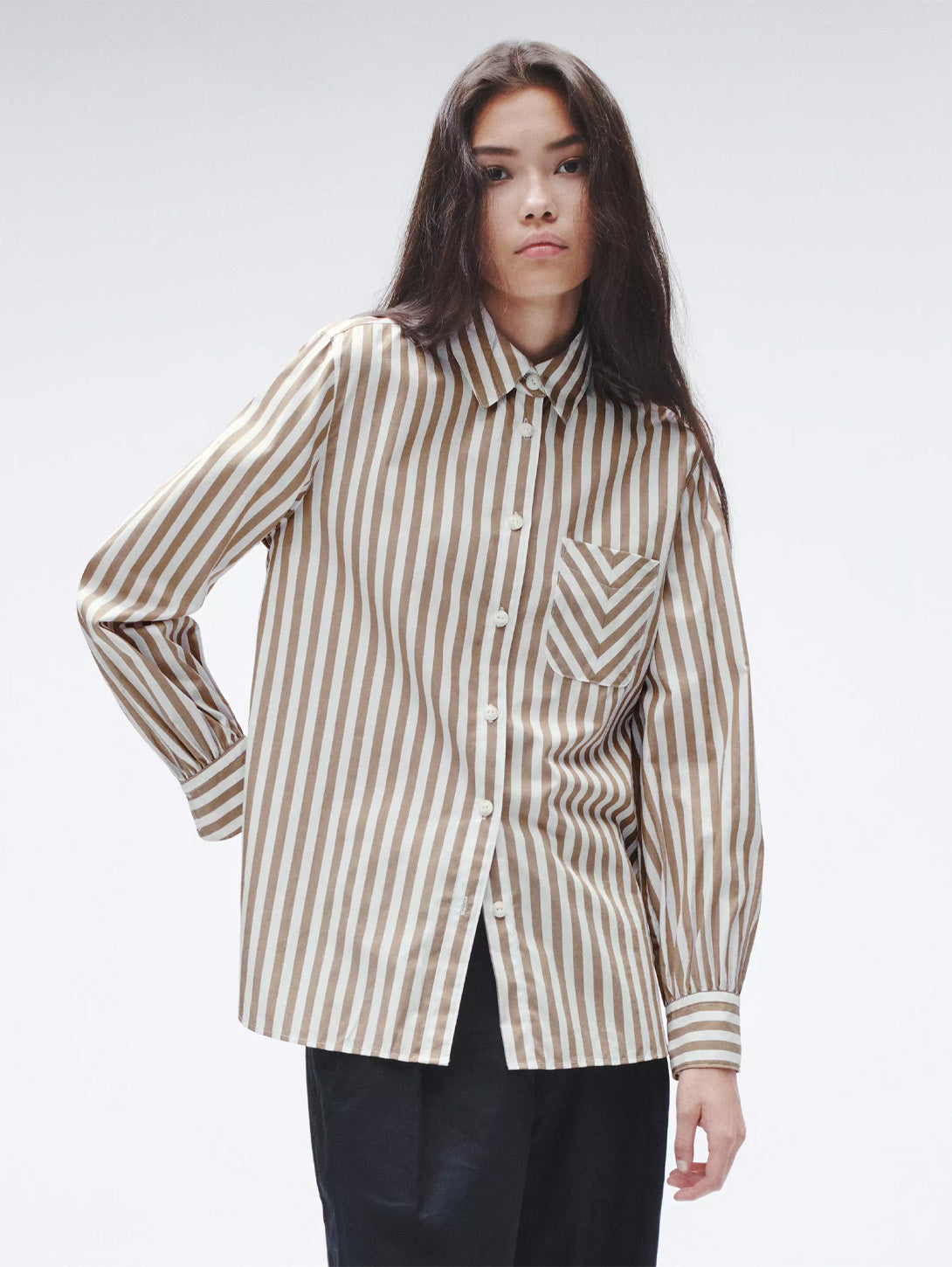 RAG BONE Maxine Stipe Shirt Brown Stripe Over The Rainbow