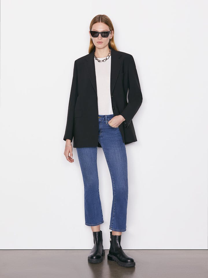 Cropped mid-rise bootcut jeans in blue - Frame