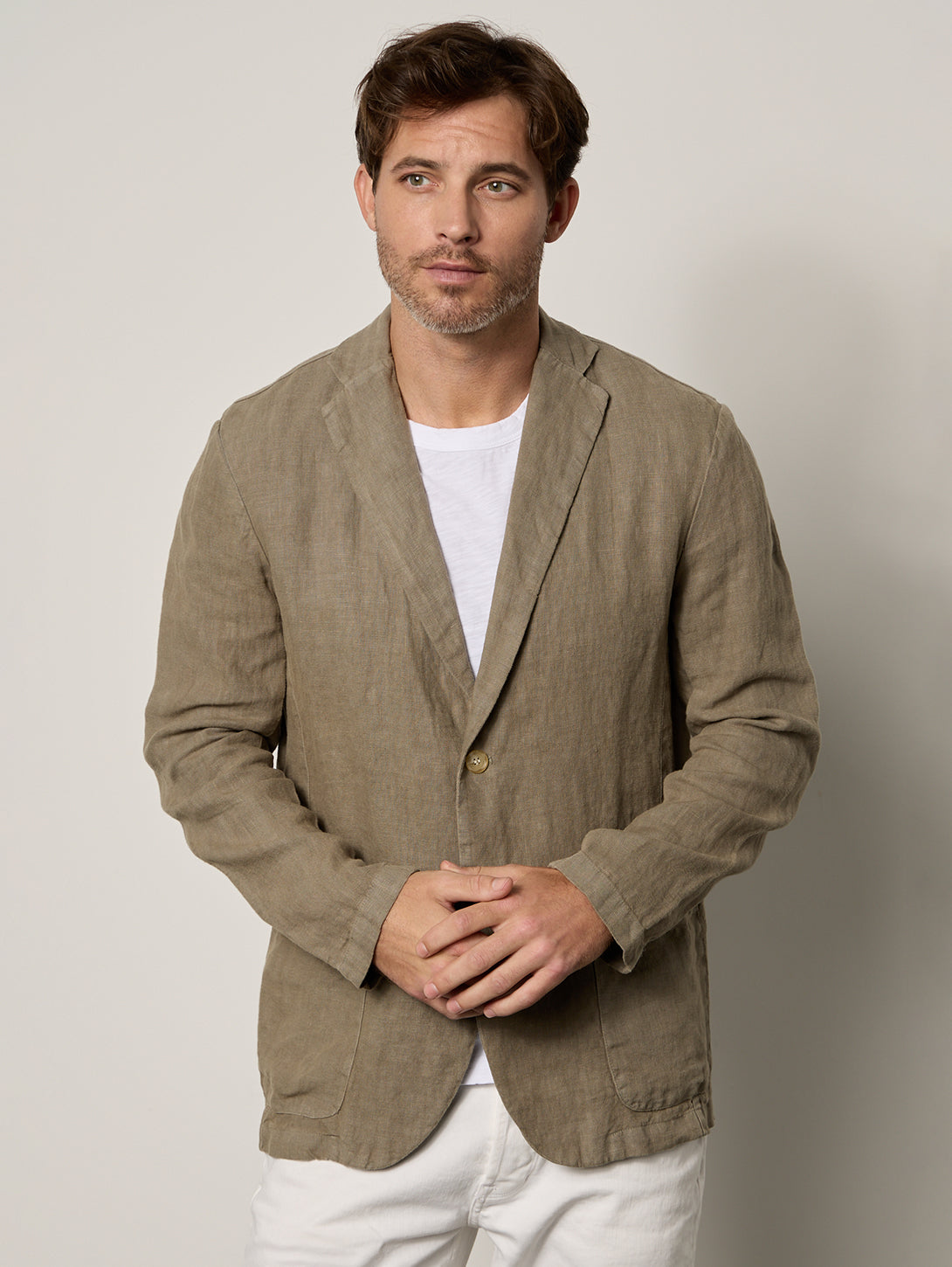 Khaki sale linen jacket