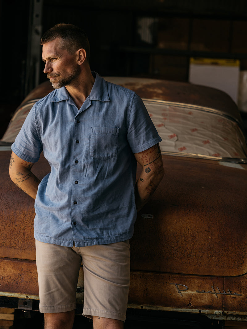 The Wrench Short Sleeve Shirt - Matte Blue-HIROSHI KATO-Over the Rainbow