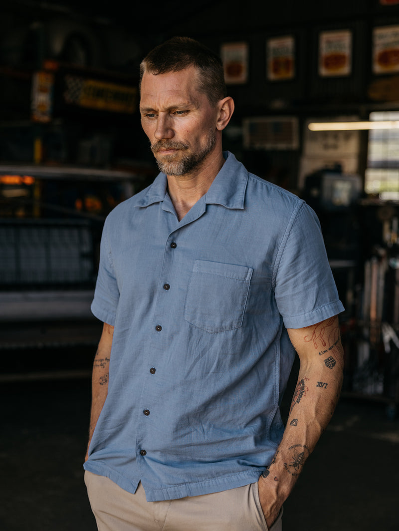 The Wrench Short Sleeve Shirt - Matte Blue-HIROSHI KATO-Over the Rainbow