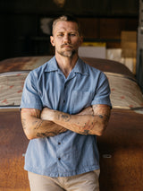 The Wrench Short Sleeve Shirt - Matte Blue-HIROSHI KATO-Over the Rainbow