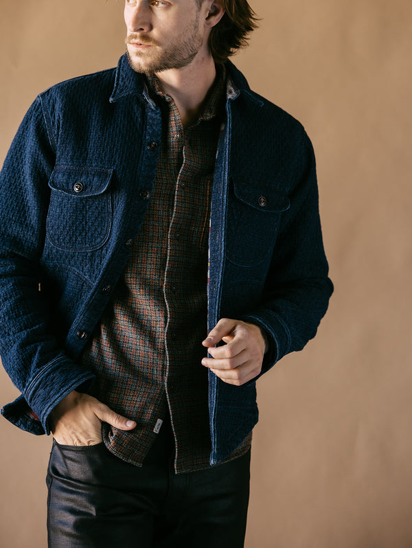 Anvil Shirt Jacket - Quilt Dark Indigo Denim-HIROSHI KATO-Over the Rainbow