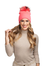 Glossy Knit Hat - Neon Coral-Lindo F-Over the Rainbow