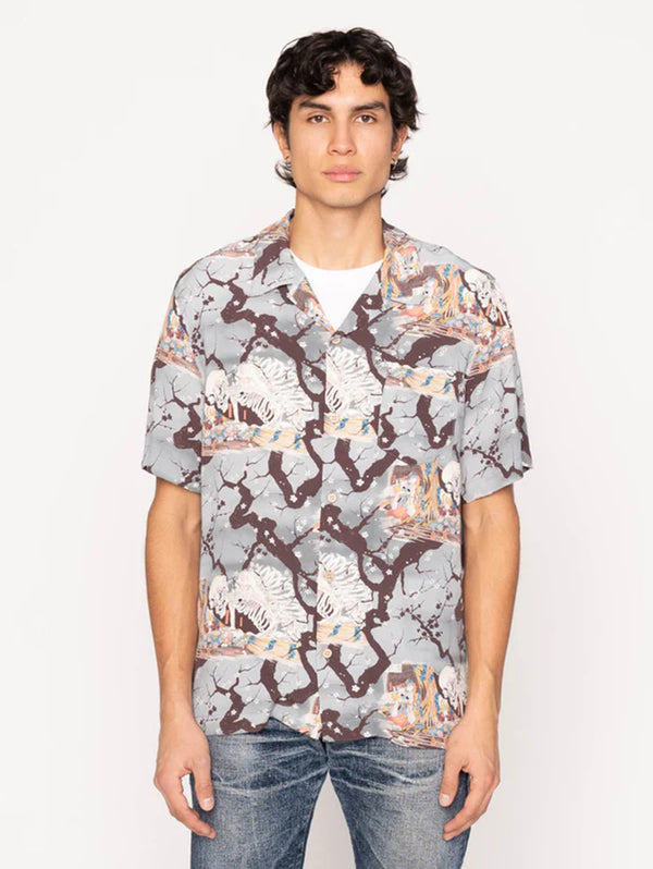 Aloha Shirt - Skeletons Pale Blue-Naked & Famous-Over the Rainbow