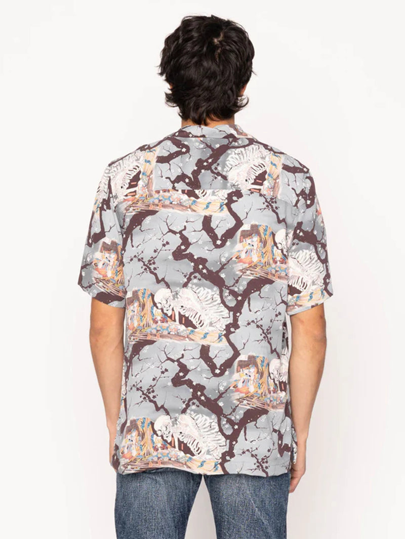 Aloha Shirt - Skeletons Pale Blue-Naked & Famous-Over the Rainbow