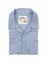 Aloha Shirt - Dobby Patchwork Pale Blue-Naked & Famous-Over the Rainbow