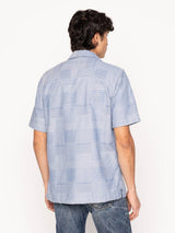 Aloha Shirt - Dobby Patchwork Pale Blue-Naked & Famous-Over the Rainbow