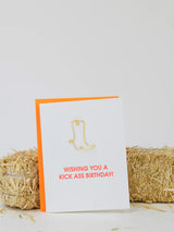 Wishing You A Kick Ass Birthday - Paper Clip Letterpress Card-CHEZ GAGNE LETTERPRESS-Over the Rainbow