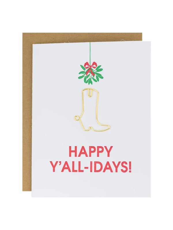 Happy Y'all-idays Paper Clip Letterpress Card-CHEZ GAGNE LETTERPRESS-Over the Rainbow