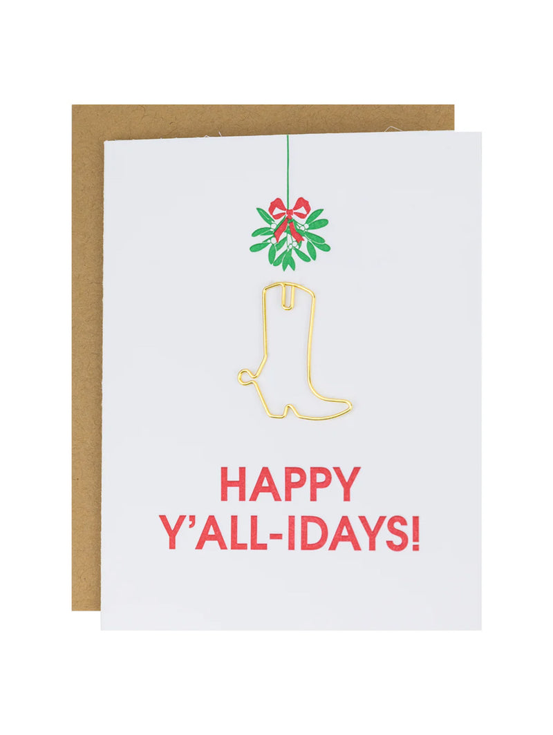 Happy Y'all-idays Paper Clip Letterpress Card-CHEZ GAGNE LETTERPRESS-Over the Rainbow