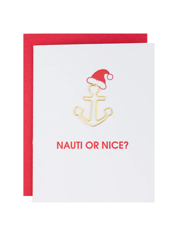 Nauti or Nice Holiday - Paper Clip Letterpress Card-CHEZ GAGNE LETTERPRESS-Over the Rainbow