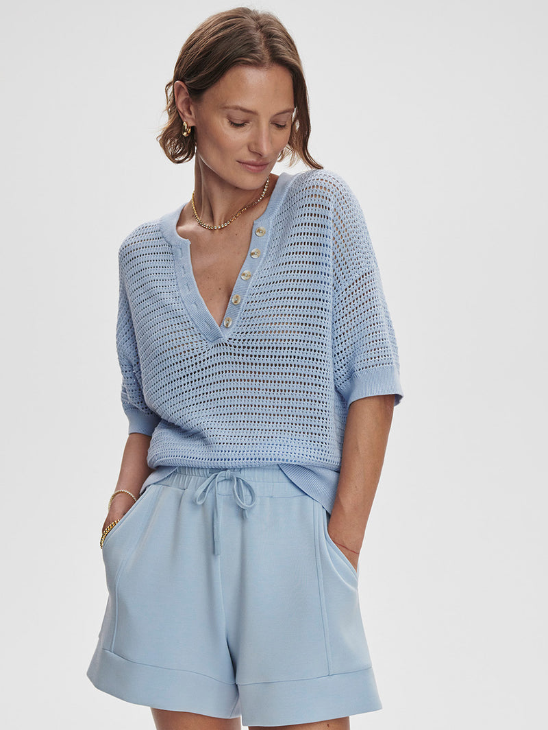 Calle Knit Top - Cashmere Blue-VARLEY-Over the Rainbow