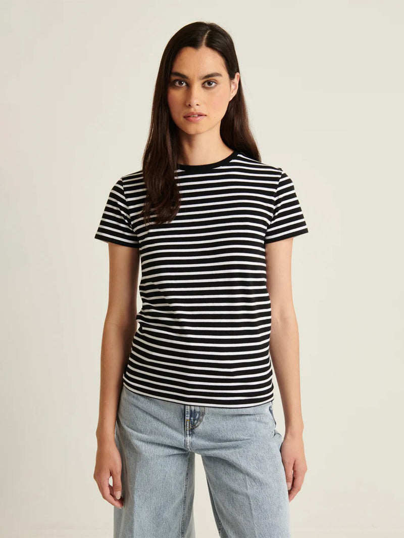 Short Sleeve Iconic Classic Stripe Crew Tee - Black