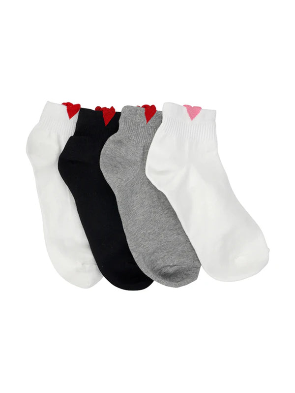 Short Heart Socks - White Red-LIM LIM-Over the Rainbow