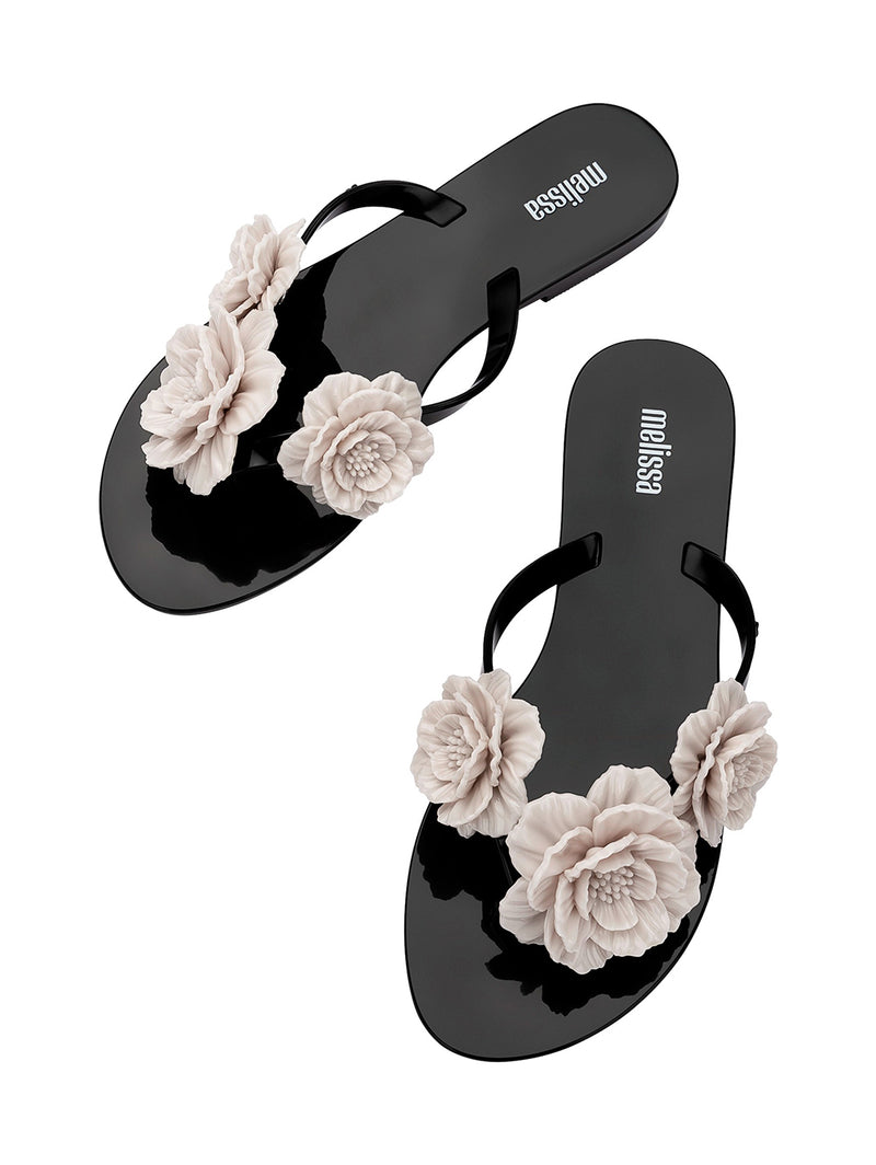 MELISSA Harmonic Rose Flip Flop Black Beige Over The Rainbow