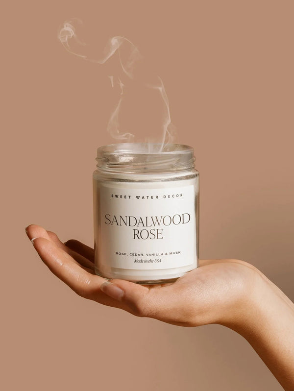 Sandalwood Rose Soy Candle - Clear 9oz