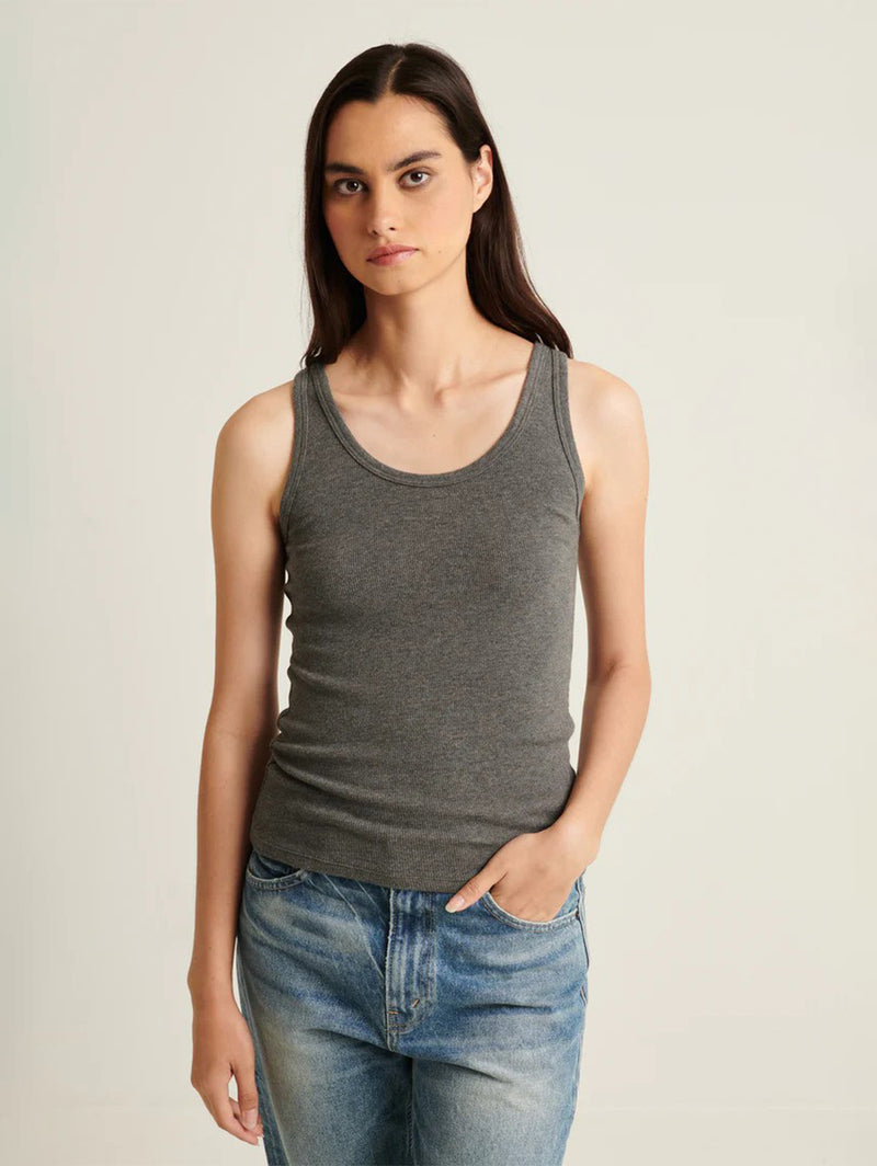 Rib Scoop Tank Top - Anthracite