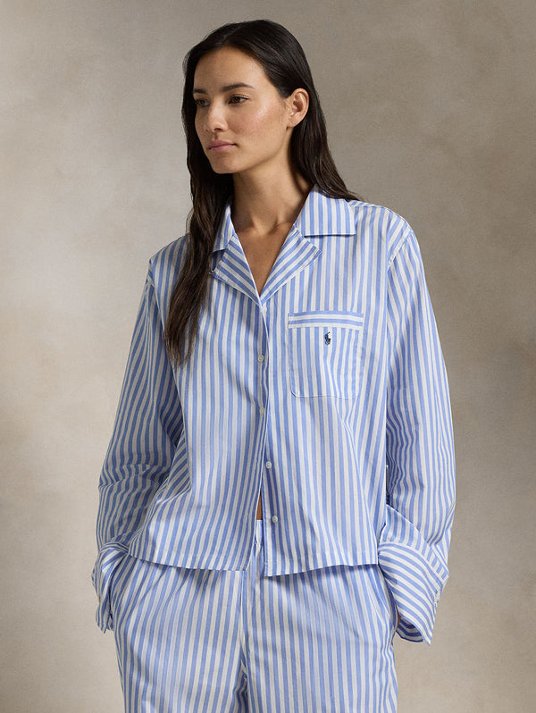 Shirting Stripe PJ Set - White Cloud Hydrangea-POLO by RALPH LAUREN-Over the Rainbow