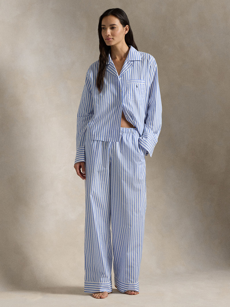 Shirting Stripe PJ Set - White Cloud Hydrangea-POLO by RALPH LAUREN-Over the Rainbow