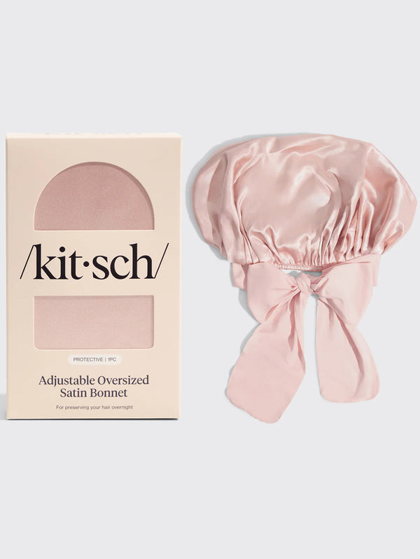 Adjustable Oversized Satin Bonnet- Blush