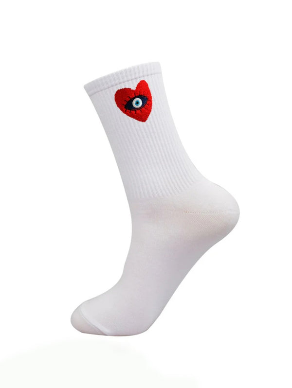 Heart Evil Eye Socks - Red Eye-LIM LIM-Over the Rainbow