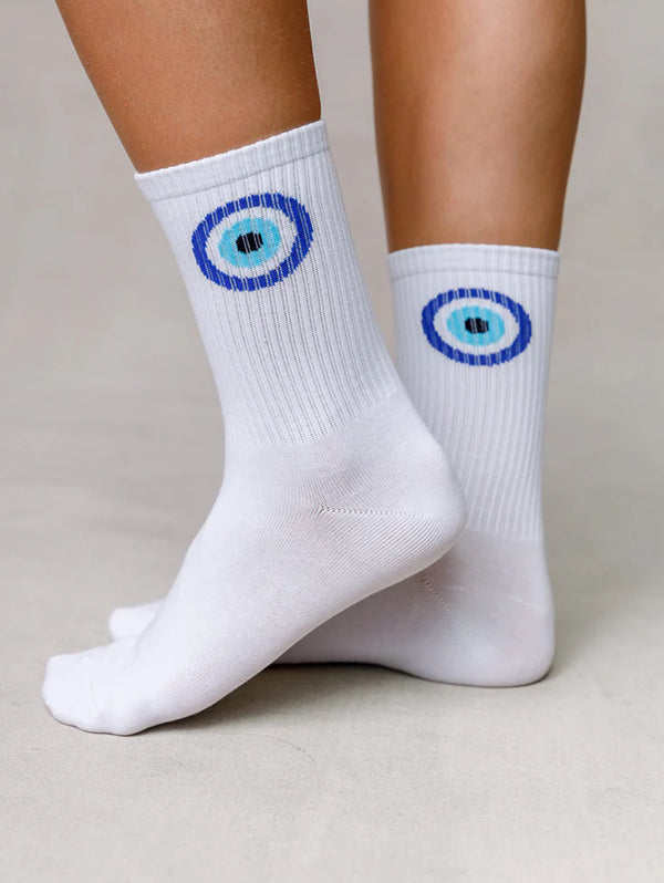 Evil Eye Socks - White-LIM LIM-Over the Rainbow