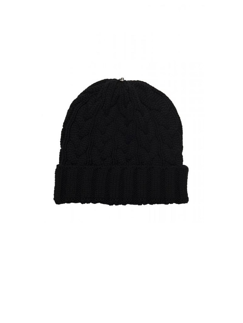 Charlie Cable Knit Hat - Black-Lindo F-Over the Rainbow