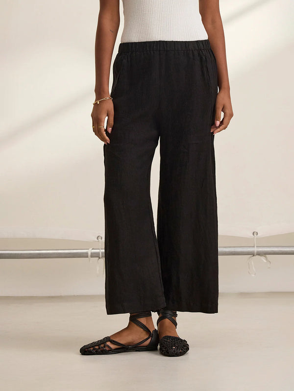 Lola Linen Pant - Black-Velvet-Over the Rainbow