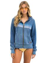 5 Stripe Zip Hoodie - Faded Water-AVIATOR NATION-Over the Rainbow