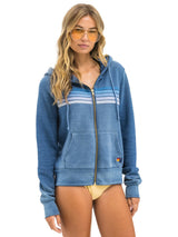 5 Stripe Zip Hoodie - Faded Water-AVIATOR NATION-Over the Rainbow