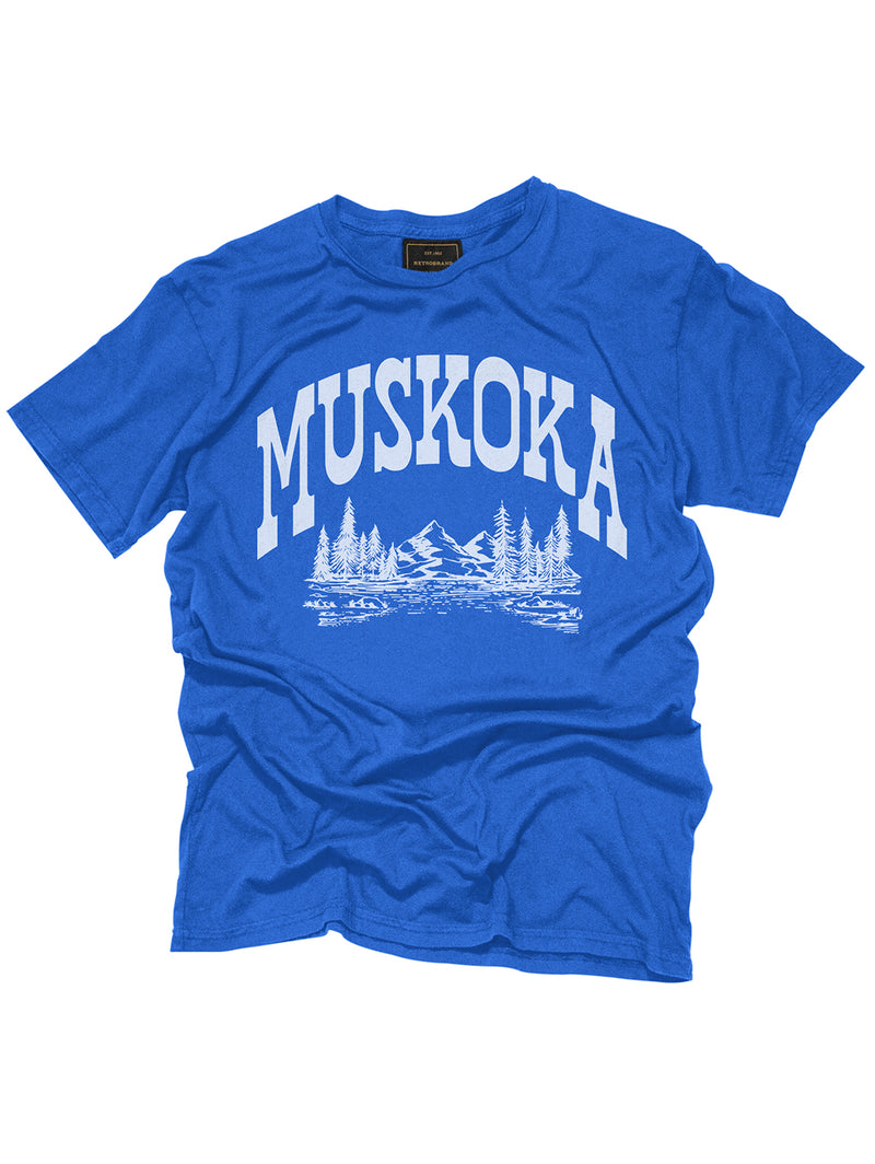 Muskoka Landscape Unisex T-Shirt - Vintage Royal-Retro Brand-Over the Rainbow