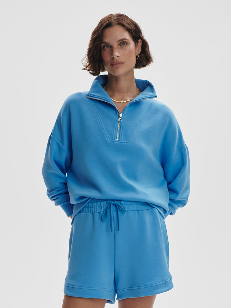 Hawley Half Zip Sweatshirt - Azure Blue-VARLEY-Over the Rainbow