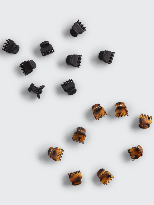 16 Piece Black and Tortoise Mini Claw Clips-KITSCH-Over the Rainbow