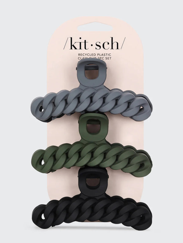 Eco-Friendly Chain Claw Clip Set - Black/Moss-KITSCH-Over the Rainbow