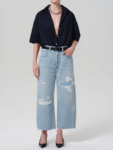 Frances Cropped Cape Shirt - Navy