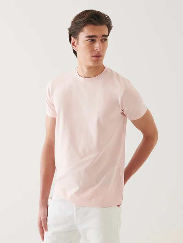 Iconic Pima Crew Neck T-Shirt - Powder Pink-Patrick Assaraf-Over the Rainbow