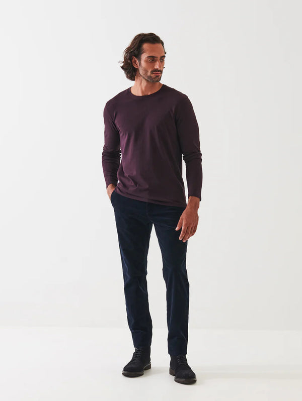 Pima Cotton Stretch Long Sleeve Tee - Bordeaux-Patrick Assaraf-Over the Rainbow