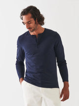 Iconic Pima Stretch Henley - Midnight-Patrick Assaraf-Over the Rainbow