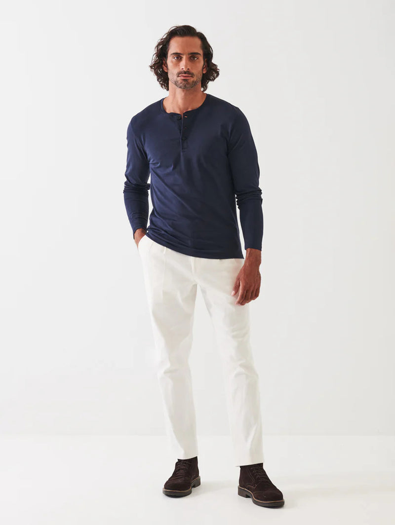 Iconic Pima Stretch Henley - Midnight-Patrick Assaraf-Over the Rainbow