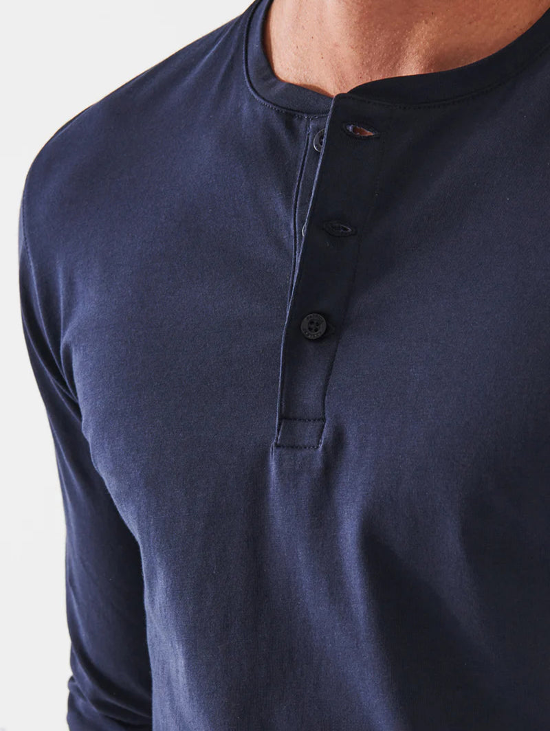 Iconic Pima Stretch Henley - Midnight-Patrick Assaraf-Over the Rainbow