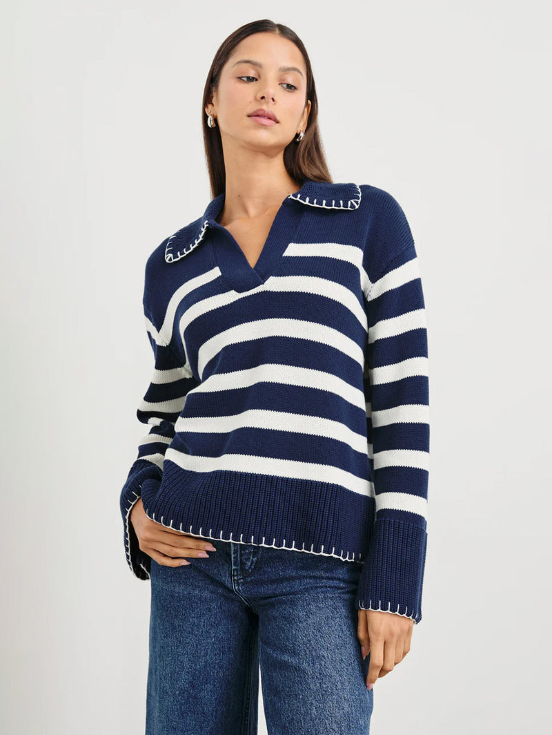 Athena Sweater - Navy Ivory Stripe-Rails-Over the Rainbow