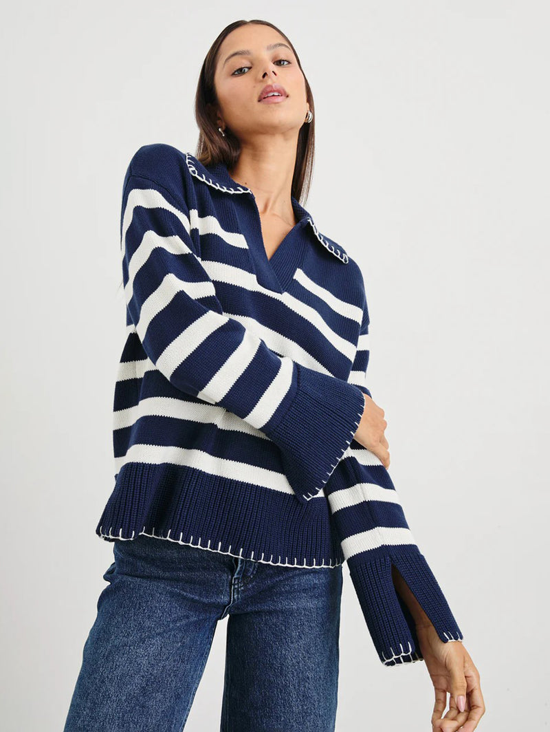 Athena Sweater - Navy Ivory Stripe-Rails-Over the Rainbow