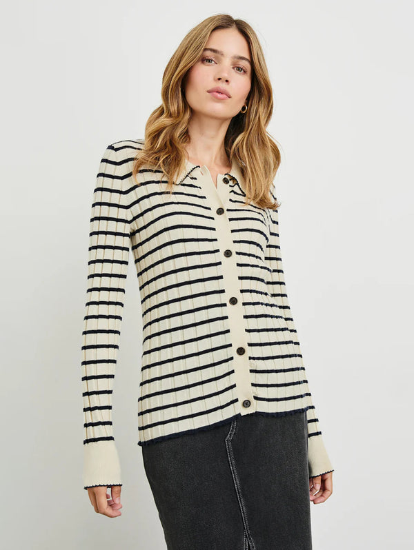 Aurelia Cardigan - Ivory Navy Stripe-Rails-Over the Rainbow