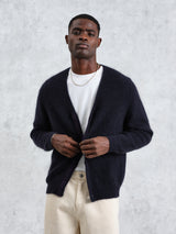 Alban Cardigan - Navy Mohair-Wax London-Over the Rainbow