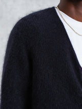 Alban Cardigan - Navy Mohair-Wax London-Over the Rainbow