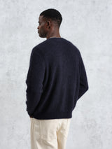 Alban Cardigan - Navy Mohair-Wax London-Over the Rainbow