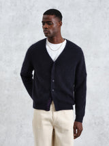 Alban Cardigan - Navy Mohair-Wax London-Over the Rainbow