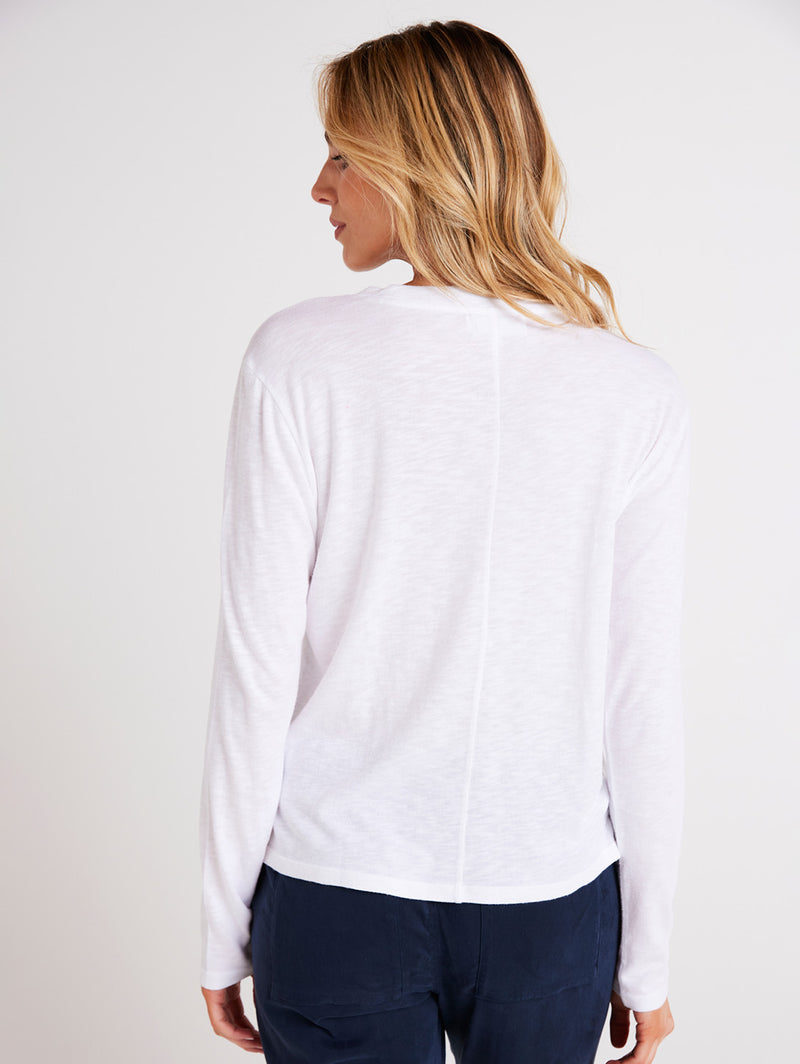 Long Sleeve Crew Neck Tee - White-Bella Dahl-Over the Rainbow